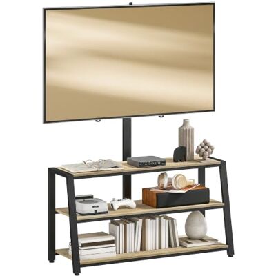 HOMCOM TV-kast met standaard, draaibaar, 35 graden, 108 x 41 x 135 cm TV-meubel voor 32-70 inch tv's, open planken, industriële tv-bank, voor woonkamer, slaapkamer HOMCOM TV-kast met standaard, draaibaar, 35 graden, 108 x 41 x 135 cm TV-meubel voor 32-70 inch tv's, open planken, industriële tv-bank, voor woonkamer, slaapkamer