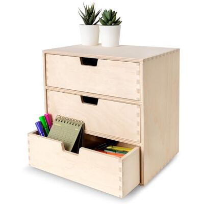 Creative Mini Houten Kist met 3 Lades Opbergkast Ongeverfd Multiplex 28,5 x 20 x 28,5 cm Perfect voor Opslag, Decoupage en Decoratie Creative Mini Houten Kist met 3 Lades Opbergkast Ongeverfd Multiplex 28,5 x 20 x 28,5 cm Perfect voor Opslag, Decoupage en Decoratie