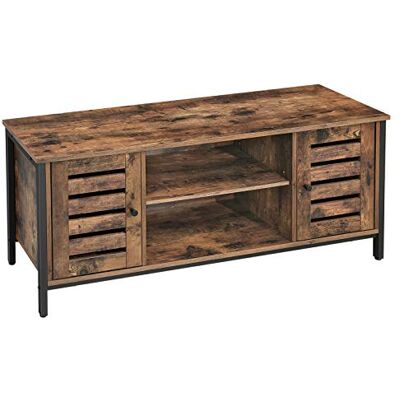 VASAGLE Tv-meubel, tv-standaard, met planken en opbergkasten, louvredeuren, voor woonkamer, speelkamer, industriële stijl, rustiek bruin en zwart, LTV43BX VASAGLE Tv-meubel, tv-standaard, met planken en opbergkasten, louvredeuren, voor woonkamer, speelkamer, industriële stijl, rustiek bruin en zwart, LTV43BX