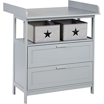 roba Hamburg luiercommode met 2 laden, met afneembaar blad, 2 opbergdozen van zeildoek, wandbevestiging/taupe roba Hamburg luiercommode met 2 laden, met afneembaar blad, 2 opbergdozen van zeildoek, wandbevestiging/taupe
