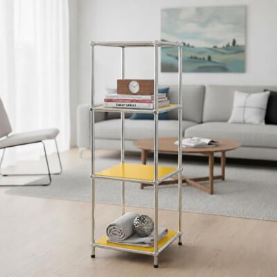 Floordirekt Concept Epure MK-005 metalen rek, geel Smal opbergrek met vier open planken en in hoogte verstelbare poten, 30 x 30 x 89 cm Floordirekt Concept Epure MK-005 metalen rek, geel Smal opbergrek met vier open planken en in hoogte verstelbare poten, 30 x 30 x 89 cm