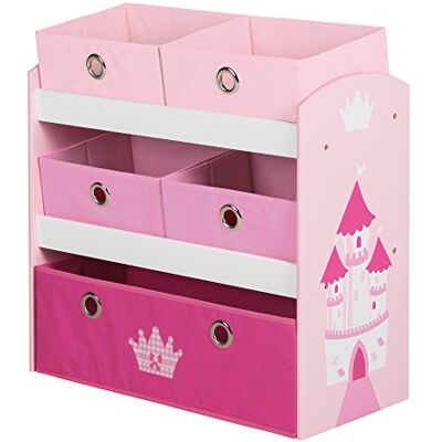 roba Speelgoedrek 'Crown', speelgoedrek voor het opbergen van dingen in de kinderkamer, met 5 stoffen dozen in roze/roze roba Speelgoedrek 'Crown', speelgoedrek voor het opbergen van dingen in de kinderkamer, met 5 stoffen dozen in roze/roze