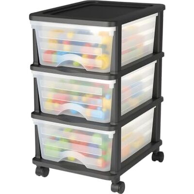 VEVOR Opbergwagen van kunststof met 3 laden met wielen, kastorganizer op wielen en opbergverdelers, commode organizer, transparante bakken voor kantoorbenodigdheden VEVOR Opbergwagen van kunststof met 3 laden met wielen, kastorganizer op wielen en opbergverdelers, commode organizer, transparante bakken voor kantoorbenodigdheden