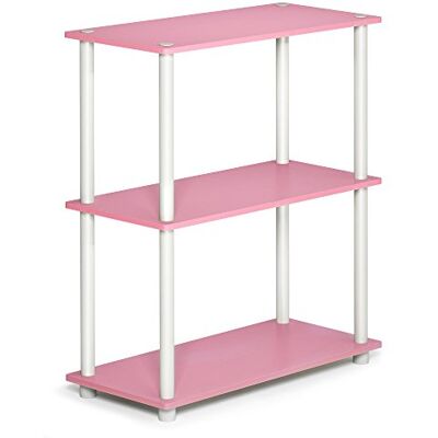 Furinno Turn Multifunctionele plankstandaard met 3 niveaus, roze/wit Furinno Turn Multifunctionele plankstandaard met 3 niveaus, roze/wit