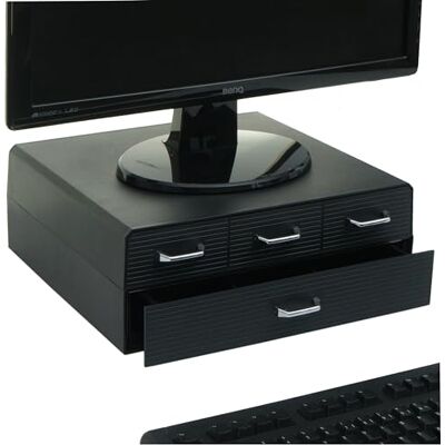 Mendler HWC-L99 Monitorverhoger met 4 laden en 15 vakken, 13 x 34 x 31 cm Mendler HWC-L99 Monitorverhoger met 4 laden en 15 vakken, 13 x 34 x 31 cm