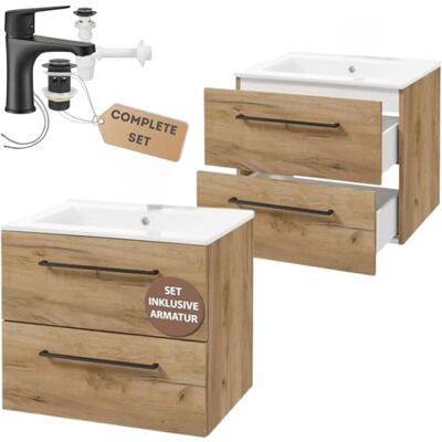 Deftrans . Meuble de lavabo suspendu avec tiroirs, 60 x 50 x 46 cm, en bois, lavabo avec meuble inférieur, meuble d'évier avec évier et robinetterie Deftrans . Meuble de lavabo suspendu avec tiroirs, 60 x 50 x 46 cm, en bois, lavabo avec meuble inférieur, meuble d'évier avec évier et robinetterie