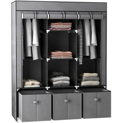 HOMCOM Opvouwbare stoffen opbergkast, 125 x 43 x 162,5 cm, grijs HOMCOM Opvouwbare stoffen opbergkast, 125 x 43 x 162,5 cm, grijs