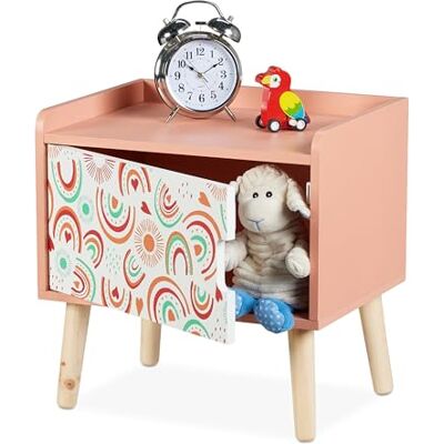 Relaxdays Nachtkastje, voor het kind, koffer, meteorologisch design, grenenhout en MDF, HLP 41 x 40 x 30 cm, meerkleurig Relaxdays Nachtkastje, voor het kind, koffer, meteorologisch design, grenenhout en MDF, HLP 41 x 40 x 30 cm, meerkleurig