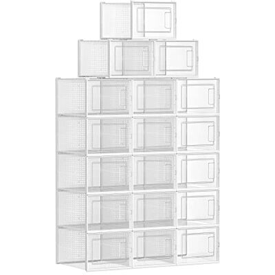 SONGMICS Schoenendozen, opbergdozen voor schoenen, schoenenorganizer, kunststof dozen, opvouwbaar en stapelbaar, voor schoenen tot maat 44 Rangement Chaussures, Blanc Nuage, COLLECTION DENNYS LSP18MWT SONGMICS Schoenendozen, opbergdozen voor schoenen, schoenenorganizer, kunststof dozen, opvouwbaar en stapelbaar, voor schoenen tot maat 44 Rangement Chaussures, Blanc Nuage, COLLECTION DENNYS LSP18MWT