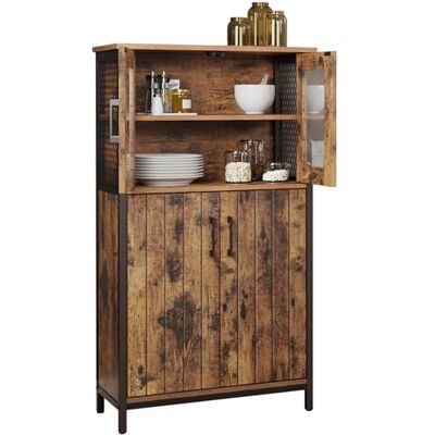 VASAGLE Opbergkast, dressoir, kast, verstelbare planken, badkamermeubel, stalen frame, voor woonkamer, keuken, industriële stijl, rustiek bruin en zwart LSC260B01 VASAGLE Opbergkast, dressoir, kast, verstelbare planken, badkamermeubel, stalen frame, voor woonkamer, keuken, industriële stijl, rustiek bruin en zwart LSC260B01