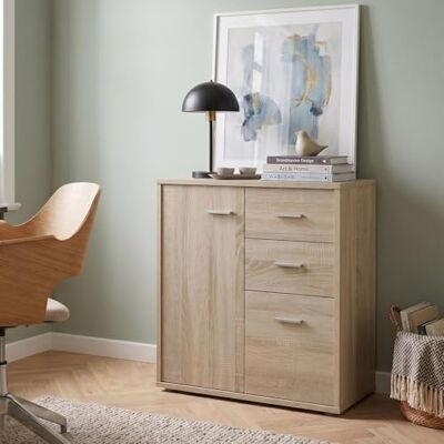 IDIMEX Remy dressoir, commode met 2 laden en 2 deuren, melamine, decor Sonoma eiken IDIMEX Remy dressoir, commode met 2 laden en 2 deuren, melamine, decor Sonoma eiken