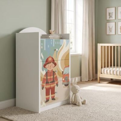 Happy Babies Kindercommode wit met 3 laden, ladekast met mooie print, waskast voor kinderkamer, babykamer, uniseks, nr. 386 Happy Babies Kindercommode wit met 3 laden, ladekast met mooie print, waskast voor kinderkamer, babykamer, uniseks, nr. 386