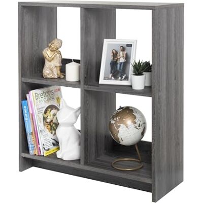 Iris Ohyama , Open opbergkast, boekenkast, rek met 4 vakken, grote capaciteit, horizontaal en verticaal, kantoor, slaapkamer, woonkamer – Wood Open Shelf WOS-4 – eiken grijs Iris Ohyama , Open opbergkast, boekenkast, rek met 4 vakken, grote capaciteit, horizontaal en verticaal, kantoor, slaapkamer, woonkamer – Wood Open Shelf WOS-4 – eiken grijs