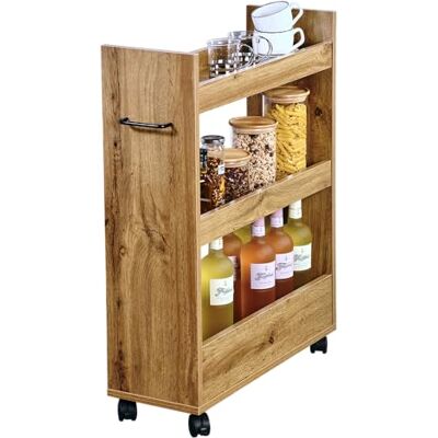 Kesper Oprolbaar nisrek, 3 planken, Sonoma eik, met zwenkwielen Materiaal: spaanplaat, afmetingen: 60 x 22 x 78 cm, kleur: bruin Sonoma eiken decor 24859 13 Kesper Oprolbaar nisrek, 3 planken, Sonoma eik, met zwenkwielen Materiaal: spaanplaat, afmetingen: 60 x 22 x 78 cm, kleur: bruin Sonoma eiken decor 24859 13