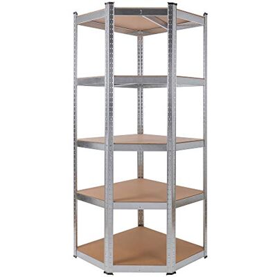 Arebos Hoekrek voor zware lasten, 875 kg, eenvoudige montage door insteeksysteem, 180 x 70 x 70 cm, 5 MDF-planken, tot 175 kg per plank, verzinkt Arebos Hoekrek voor zware lasten, 875 kg, eenvoudige montage door insteeksysteem, 180 x 70 x 70 cm, 5 MDF-planken, tot 175 kg per plank, verzinkt