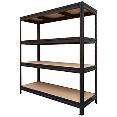KARAT Planken met grote grip, steekrek, montage zonder gereedschap, zware lasten, rek voor winkel en garage, modulair werkplaatsrek (zwart, 177 x 200 x 60 cm, 4 niveaus) KARAT Planken met grote grip, steekrek, montage zonder gereedschap, zware lasten, rek voor winkel en garage, modulair werkplaatsrek (zwart, 177 x 200 x 60 cm, 4 niveaus)