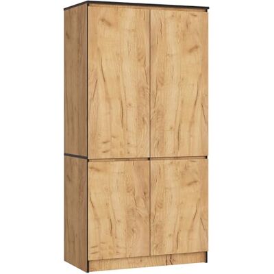 AKORD Kast S90 Craft eiken 90 cm 4-deurs 90 x 51 x 180 cm AKORD Kast S90 Craft eiken 90 cm 4-deurs 90 x 51 x 180 cm
