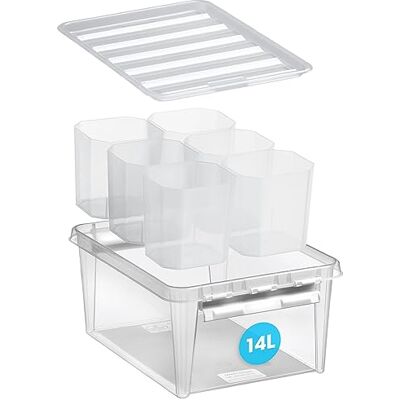 SmartStore Opbergdoos van kunststof met deksel Classic 14 l (40 x 30 x 18 cm) stapelbaar en voedselveilig kunststof doos met deksel en versterkte hoeken SmartStore Opbergdoos van kunststof met deksel Classic 14 l (40 x 30 x 18 cm) stapelbaar en voedselveilig kunststof doos met deksel en versterkte hoeken
