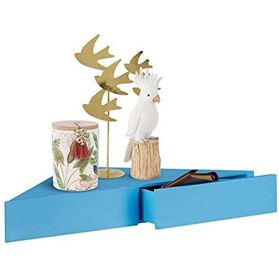 BAKAJI Wandrek met dubbele hanglade, wandhoek, hoekplank, MDF-hout, modern, Scandinavisch design, afmetingen 60 x 43 x 8 cm, woondecoratie (blauw) BAKAJI Wandrek met dubbele hanglade, wandhoek, hoekplank, MDF-hout, modern, Scandinavisch design, afmetingen 60 x 43 x 8 cm, woondecoratie (blauw)
