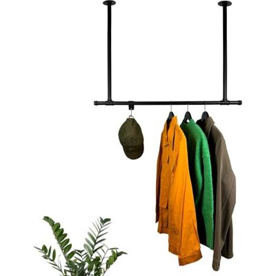 RSR Hangers Kledingstang in industrieel design voor plafond, kledingstang, breedte 70 cm x hoogte 60 cm, plafondmontage, kleedkamer, slaapkamer, hal, kleedkamer RSR Hangers Kledingstang in industrieel design voor plafond, kledingstang, breedte 70 cm x hoogte 60 cm, plafondmontage, kleedkamer, slaapkamer, hal, kleedkamer