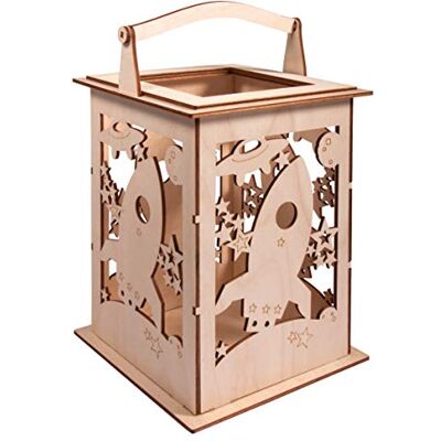 Rayher 62894505 raketlantaarn van hout met handvat, 15,3 x 15,3 x 26,5 cm Rayher 62894505 raketlantaarn van hout met handvat, 15,3 x 15,3 x 26,5 cm