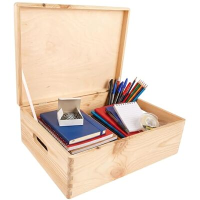 Creative XL Grote Houten Doos Opberg-Kist 40 x 30 x 14 cm (+/-1cm) Met Deksel en Handvat voor Decoratie Perfect voor Documenten, Voorwerpen, Speelgoed, Gereedschap RUW EN ONVERZEGELD Creative XL Grote Houten Doos Opberg-Kist 40 x 30 x 14 cm (+/-1cm) Met Deksel en Handvat voor Decoratie Perfect voor Documenten, Voorwerpen, Speelgoed, Gereedschap RUW EN ONVERZEGELD
