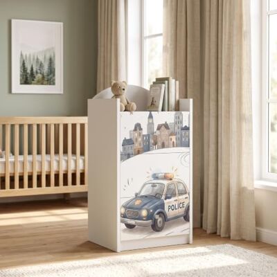 Happy Babies Kindercommode wit met 3 laden, ladekast met mooie print, waskast voor kinderkamer, babykamer, uniseks, nr. 381 Happy Babies Kindercommode wit met 3 laden, ladekast met mooie print, waskast voor kinderkamer, babykamer, uniseks, nr. 381