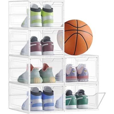 SONGMICS LSP032W06 Schoenendozen, organizer met opening, kunststof schoenen-organizer, stapelbaar, eenvoudige montage, 6 stuks, 27 x 34,5 x 19 cm, tot maat 46, wit Organisateurs avec Porte, Assemblage Facile, 33,5 x 25 x 18 cm, Jusqu’à la Pointure 46, B SONGMICS LSP032W06 Schoenendozen, organizer met opening, kunststof schoenen-organizer, stapelbaar, eenvoudige montage, 6 stuks, 27 x 34,5 x 19 cm, tot maat 46, wit Organisateurs avec Porte, Assemblage Facile, 33,5 x 25 x 18 cm, Jusqu’à la Pointure 46, B