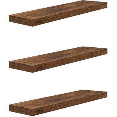 WOLTU Wandrek, boekenkast, decoratieve wandplanken, MDF-hout, set van 3 hangplanken, vintage bruin WOLTU Wandrek, boekenkast, decoratieve wandplanken, MDF-hout, set van 3 hangplanken, vintage bruin