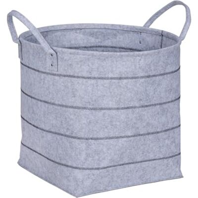 WENKO Nella L Opbergmand van hoogwaardig vilt, 100% onderhoudsvriendelijk polyester in grijs met siernaden en 2 handgrepen voor comfortabel transport, volume 79 l, diameter 48 x 44 cm WENKO Nella L Opbergmand van hoogwaardig vilt, 100% onderhoudsvriendelijk polyester in grijs met siernaden en 2 handgrepen voor comfortabel transport, volume 79 l, diameter 48 x 44 cm