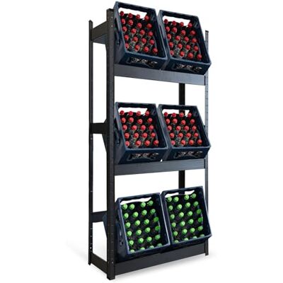 KARAT Osaka Rek voor 6 drankkratten, 200 x 80 x 30 cm, rek voor drankkratten, flessenrek, rek voor drankkratten KARAT Osaka Rek voor 6 drankkratten, 200 x 80 x 30 cm, rek voor drankkratten, flessenrek, rek voor drankkratten
