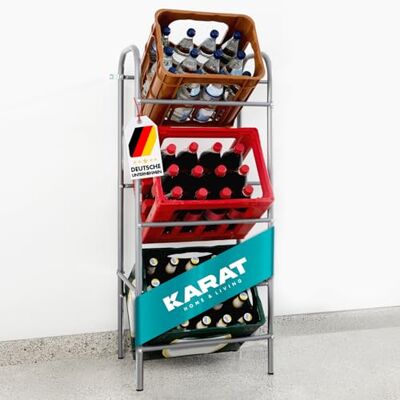 KARAT Opbergdoos voor 3 drankkratten, flessenrek, wandhouder van metaal, grijs, 49,5 x 32,5 x 115,5 cm KARAT Opbergdoos voor 3 drankkratten, flessenrek, wandhouder van metaal, grijs, 49,5 x 32,5 x 115,5 cm