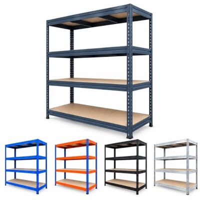 KARAT Planken met grote grip, steekrek, montage zonder gereedschap, rek voor zware lasten, modulair werkplaatsrek (grijs, 177 x 200 x 60 cm, 4 niveaus) KARAT Planken met grote grip, steekrek, montage zonder gereedschap, rek voor zware lasten, modulair werkplaatsrek (grijs, 177 x 200 x 60 cm, 4 niveaus)
