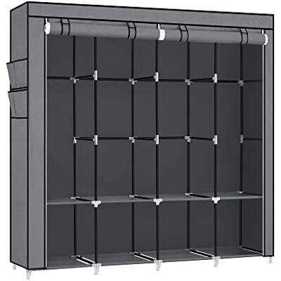SONGMICS Draagbare kledingkast met 4 ophangrails, planken, 4 zijzakken, 170 x 45 x 167 cm, grote capaciteit voor slaapkamer, woonkamer, grijs RYG094G02 SONGMICS Draagbare kledingkast met 4 ophangrails, planken, 4 zijzakken, 170 x 45 x 167 cm, grote capaciteit voor slaapkamer, woonkamer, grijs RYG094G02