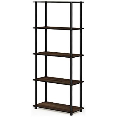 Furinno Besi Multifunctioneel industrieel rek met 5 niveaus met metalen frame, breed Finn eiken Furinno Besi Multifunctioneel industrieel rek met 5 niveaus met metalen frame, breed Finn eiken
