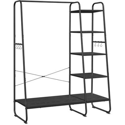 VASAGLE RGR116B02 Kledingrek, 45 x 120 x 160 cm, kledingrek, schoenenrek, open kledingkast, 6 afneembare haken, voor slaapkamer en entree, ebbenhout/mat zwart VASAGLE RGR116B02 Kledingrek, 45 x 120 x 160 cm, kledingrek, schoenenrek, open kledingkast, 6 afneembare haken, voor slaapkamer en entree, ebbenhout/mat zwart