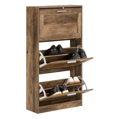 SoBuy Schoenenkast, schoenenkast, schoenenkast, entreekast, met 3 kleppen, voor hal, 60 x 23 x 115 cm, houteffect, FSR137-L-F SoBuy Schoenenkast, schoenenkast, schoenenkast, entreekast, met 3 kleppen, voor hal, 60 x 23 x 115 cm, houteffect, FSR137-L-F