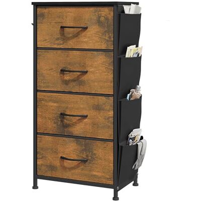 YITAHOME Commode met 5 laden voor slaapkamer, commode van stof, opbergladen met handgrepen, metalen frame voor woonkamer, hal, verrotte houtnerf YITAHOME Commode met 5 laden voor slaapkamer, commode van stof, opbergladen met handgrepen, metalen frame voor woonkamer, hal, verrotte houtnerf