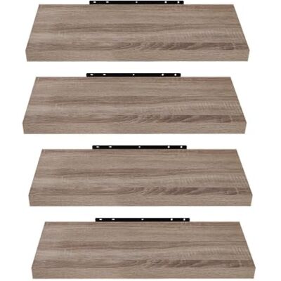 EUGAD 4-delig zwevend wandrek van hout, 60 x 22,9 x 3,8 cm, gele eik 0116QJ-4 EUGAD 4-delig zwevend wandrek van hout, 60 x 22,9 x 3,8 cm, gele eik 0116QJ-4