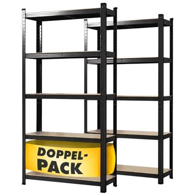 Floordirekt Set van 2 zware rekken Zwart 180 x 90 x 40 cm 5 verstelbare planken Voor kelder, magazijn, werkplaats Floordirekt Set van 2 zware rekken Zwart 180 x 90 x 40 cm 5 verstelbare planken Voor kelder, magazijn, werkplaats