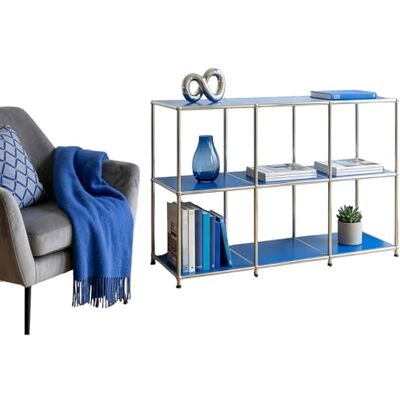 KARAT Concept Epure MK 018 Metalen rek L 116 × D 40 × H 82 cm, groot rek met 3 niveaus, dressoir & lowboard van metaal voor woonkamer, kantoor of entree (blauw) KARAT Concept Epure MK 018 Metalen rek L 116 × D 40 × H 82 cm, groot rek met 3 niveaus, dressoir & lowboard van metaal voor woonkamer, kantoor of entree (blauw)