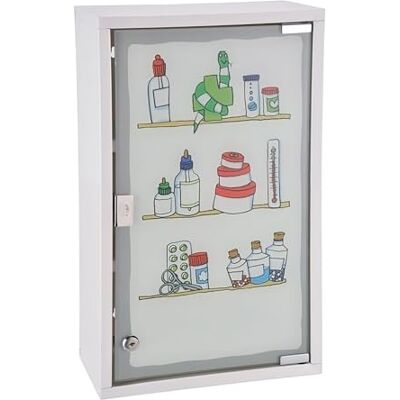 Spetebo XXL medicijnkastje 50 x 30 cm met melkglazen deur kleurrijk patroon EHBO-kast Spetebo XXL medicijnkastje 50 x 30 cm met melkglazen deur kleurrijk patroon EHBO-kast