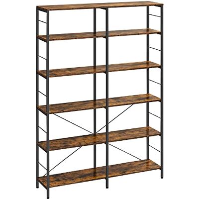 VASAGLE LLS114B01 Opbergrek met 6 niveaus, 30 x 120 x 170 cm, industriële stijl, ruimteverdeler, woonkamer, kantoor, keuken, rustiek, bruin en inktzwart VASAGLE LLS114B01 Opbergrek met 6 niveaus, 30 x 120 x 170 cm, industriële stijl, ruimteverdeler, woonkamer, kantoor, keuken, rustiek, bruin en inktzwart