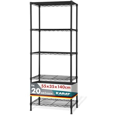 KARAT Metalen opbergrek voor badkamer, keuken, kantoor, woonkamer en buiten (55 x 35 x 140 cm, rockzwart, diameter: 19 mm) KARAT Metalen opbergrek voor badkamer, keuken, kantoor, woonkamer en buiten (55 x 35 x 140 cm, rockzwart, diameter: 19 mm)