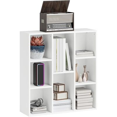 HOMCOM Boekenkast met 8 niveaus, opbergrek voor woonkamer, slaapkamer, kantoor, wit HOMCOM Boekenkast met 8 niveaus, opbergrek voor woonkamer, slaapkamer, kantoor, wit