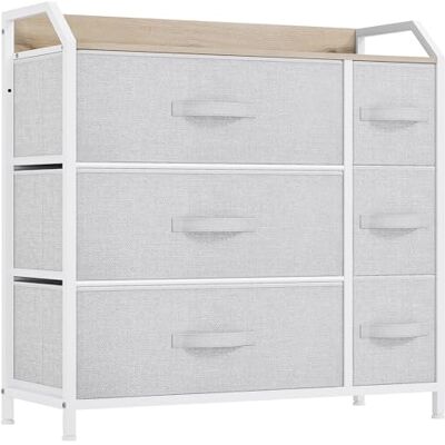 YITAHOME Commode met 6 laden voor slaapkamer, stoffen commode, opbergladen met handgrepen, metalen frame voor woonkamer, hal, lichtgrijs YITAHOME Commode met 6 laden voor slaapkamer, stoffen commode, opbergladen met handgrepen, metalen frame voor woonkamer, hal, lichtgrijs