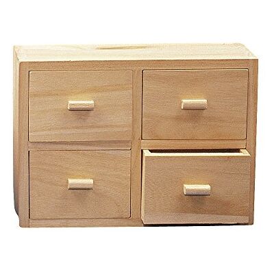 Rayher Hobby 62380000 commode van FSC-gecertificeerd hout, houten kist met 4 laden, opbergdoos 20 x 7 x 15 cm Rayher Hobby 62380000 commode van FSC-gecertificeerd hout, houten kist met 4 laden, opbergdoos 20 x 7 x 15 cm