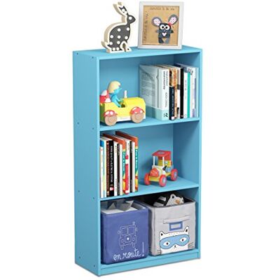 Furinno Basic Boekenkast met 3 niveaus, lichtblauw, eenheidsmaat Furinno Basic Boekenkast met 3 niveaus, lichtblauw, eenheidsmaat