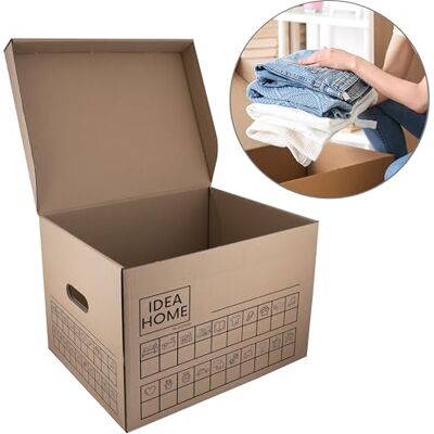 Idea Home Set van 12 Movebox verhuisdozen – archief- en opbergdozen van karton met zeer stabiel deksel, draagvermogen 30 kg, afmetingen: 431 x 333 x 294 mm Idea Home Set van 12 Movebox verhuisdozen – archief- en opbergdozen van karton met zeer stabiel deksel, draagvermogen 30 kg, afmetingen: 431 x 333 x 294 mm