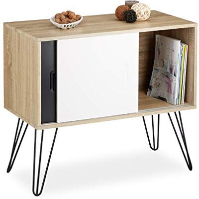 Relaxdays Commode retro design hout en metaal jaren 60 sideboard Scandinavische opbergkast (h x b x d): 70 x 80 x 40 cm, zwart wit Relaxdays Commode retro design hout en metaal jaren 60 sideboard Scandinavische opbergkast (h x b x d): 70 x 80 x 40 cm, zwart wit